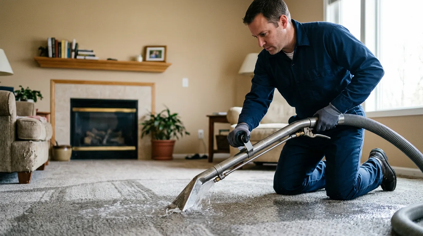 Water damage restoration technician working near Duncanville, TX